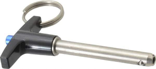 Gibraltar - 5/16" Diam, 2" Usable Length, T Handle, Quick Release Pin - Grade 304 Stainless Steel, Bright Finish - Exact Industrial Supply