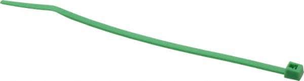 Made in USA - 4-1/8" Long Green Nylon Standard Cable Tie - 18 Lb Tensile Strength, 1.07mm Thick, 7/8" Max Bundle Diam - Exact Industrial Supply