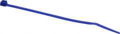 Made in USA - 4-1/8" Long Blue Nylon Standard Cable Tie - 18 Lb Tensile Strength, 1.07mm Thick, 22.23mm Max Bundle Diam - Exact Industrial Supply