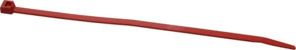 Made in USA - 5.84" Long Red Nylon Standard Cable Tie - 40 Lb Tensile Strength, 1.24mm Thick, 36.42mm Max Bundle Diam - Exact Industrial Supply