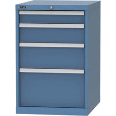 LISTA - 4 Drawer, 99 Compartment Bright Blue Steel Modular Storage Cabinet - Exact Industrial Supply