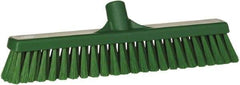 Vikan - 16" Fine Particle Synthetic Push Broom - 2" Bristle Length, Plastic Block, European Threaded Handle Connection - Exact Industrial Supply