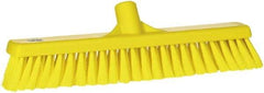 Vikan - 16" Fine Particle Synthetic Push Broom - 2" Bristle Length, Plastic Block, European Threaded Handle Connection - Exact Industrial Supply