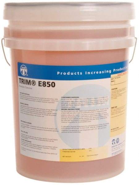Master Fluid Solutions - Trim E850, 5 Gal Pail Cutting & Grinding Fluid - Water Soluble, For Cutting, Grinding - Exact Industrial Supply