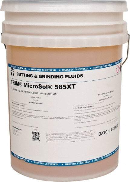 Master Fluid Solutions - Trim MicroSol 585XT, 5 Gal Pail Cutting & Grinding Fluid - Semisynthetic, For Machining - Exact Industrial Supply