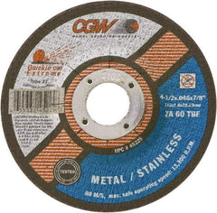 Camel Grinding Wheels - 60 Grit, 6" Wheel Diam, 7/8" Arbor Hole, Type 27 Depressed Center Wheel - Medium Grade, Zirconia Alumina, Resinoid Bond, T Hardness, 10,200 Max RPM - Exact Industrial Supply