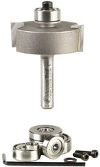 Amana Tool - 1-3/8" Cut Diam, 1/2" Length of Cut, 2 Flute Profiling Edge Profile Router Bit - Carbide-Tipped, 1/4" Shank Diam, 2" OAL, Uncoated - Exact Industrial Supply