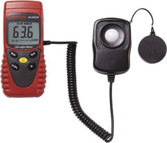 Amprobe - 9 Volt Battery, 40 to 40,000 FC, LCD Display, Silicone Photodiode Light Meter - 3 Accuracy, Compatible with All Visible Light Lighting, Built In Memory - Exact Industrial Supply