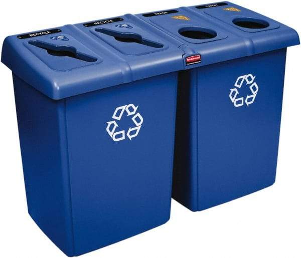 Rubbermaid - 92 Gal Blue Square Recycling Container - Plastic, 35" High x 53" Long x 24" Wide - Exact Industrial Supply