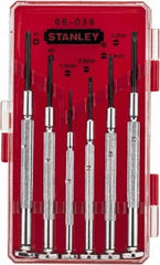 Stanley - 6 Piece Phillips & Slotted Screwdriver Set - Steel Handle, Bit Sizes: Philips #0 to #1 - Exact Industrial Supply