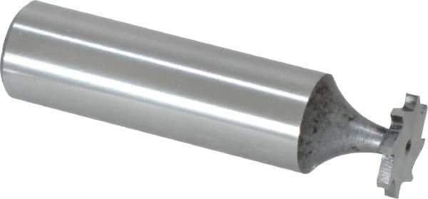Made in USA - 1/2" Diam x 1/16" Face Width, High Speed Steel, 8 Teeth, Shank Connection Woodruff Keyseat Cutter - Uncoated, 2-1/16" OAL x 1/2" Shank, Staggered Teeth, ANSI 204, Old Standard 1 - Exact Industrial Supply