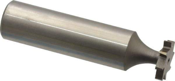 Made in USA - 1/2" Diam x 3/32" Face Width, High Speed Steel, 8 Teeth, Shank Connection Woodruff Keyseat Cutter - Uncoated, 2-3/32" OAL x 1/2" Shank, Staggered Teeth, ANSI 304, Old Standard 2 - Exact Industrial Supply
