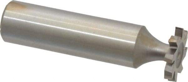 Made in USA - 5/8" Diam x 3/32" Face Width, High Speed Steel, 8 Teeth, Shank Connection Woodruff Keyseat Cutter - Uncoated, 2-3/32" OAL x 1/2" Shank, Staggered Teeth, ANSI 305, Old Standard 4 - Exact Industrial Supply