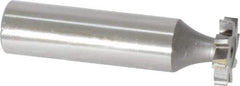 Made in USA - 5/8" Diam x 1/8" Face Width, High Speed Steel, 8 Teeth, Shank Connection Woodruff Keyseat Cutter - Uncoated, 2-1/8" OAL x 1/2" Shank, Staggered Teeth, ANSI 405, Old Standard 5 - Exact Industrial Supply