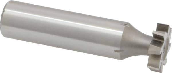Made in USA - 5/8" Diam x 5/32" Face Width, High Speed Steel, 8 Teeth, Shank Connection Woodruff Keyseat Cutter - Uncoated, 2-5/32" OAL x 1/2" Shank, Staggered Teeth, ANSI 505, Old Standard 6 - Exact Industrial Supply