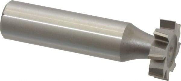 Made in USA - 3/4" Diam x 3/16" Face Width, High Speed Steel, 8 Teeth, Shank Connection Woodruff Keyseat Cutter - Uncoated, 2-3/16" OAL x 1/2" Shank, Staggered Teeth, ANSI 606, Old Standard 9 - Exact Industrial Supply