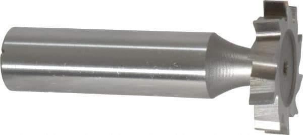Made in USA - 1" Diam x 3/16" Face Width, High Speed Steel, 10 Teeth, Shank Connection Woodruff Keyseat Cutter - Uncoated, 2-3/16" OAL x 1/2" Shank, Staggered Teeth, ANSI 608, Old Standard 13 - Exact Industrial Supply
