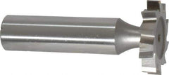 Made in USA - 1" Diam x 3/16" Face Width, High Speed Steel, 10 Teeth, Shank Connection Woodruff Keyseat Cutter - Uncoated, 2-3/16" OAL x 1/2" Shank, Staggered Teeth, ANSI 608, Old Standard 13 - Exact Industrial Supply