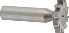 Made in USA - 1-1/8" Diam x 3/16" Face Width, High Speed Steel, 10 Teeth, Shank Connection Woodruff Keyseat Cutter - Uncoated, 2-3/16" OAL x 1/2" Shank, Staggered Teeth, ANSI 609, Old Standard 16 - Exact Industrial Supply
