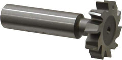 Made in USA - 1-1/8" Diam x 1/4" Face Width, High Speed Steel, 10 Teeth, Shank Connection Woodruff Keyseat Cutter - Uncoated, 2-1/4" OAL x 1/2" Shank, Staggered Teeth, ANSI 809, Old Standard 18 - Exact Industrial Supply