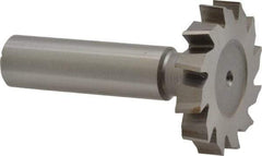 Made in USA - 1-3/8" Diam x 1/4" Face Width, High Speed Steel, 12 Teeth, Shank Connection Woodruff Keyseat Cutter - Uncoated, 2-1/4" OAL x 1/2" Shank, Staggered Teeth, ANSI 811, Old Standard 22 - Exact Industrial Supply