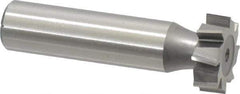 Made in USA - 3/4" Diam x 1/4" Face Width, High Speed Steel, 8 Teeth, Shank Connection Woodruff Keyseat Cutter - Uncoated, 2-1/4" OAL x 1/2" Shank, Staggered Teeth, ANSI 806, Old Standard 91 - Exact Industrial Supply