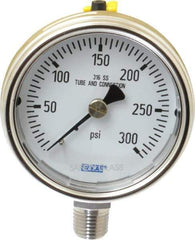Wika - 2-1/2" Dial, 1/4 Thread, 0-300 Scale Range, Pressure Gauge - Lower Connection Mount, Accurate to 2-1-2% of Scale - Exact Industrial Supply