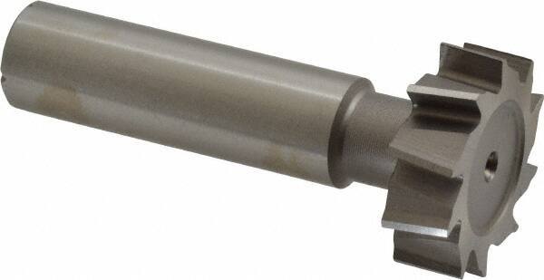 Made in USA - 1" Diam x 5/16" Face Width, High Speed Steel, 10 Teeth, Shank Connection Woodruff Keyseat Cutter - Uncoated, 2-5/16" OAL x 1/2" Shank, Staggered Teeth, ANSI 1008, Old Standard B - Exact Industrial Supply