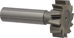 Made in USA - 1-1/4" Diam x 3/8" Face Width, High Speed Steel, 12 Teeth, Shank Connection Woodruff Keyseat Cutter - Uncoated, 2-3/8" OAL x 1/2" Shank, Staggered Teeth, ANSI 1210, Old Standard E - Exact Industrial Supply