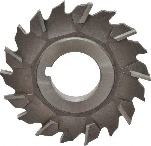 Made in USA - 3" Diam x 1/4" Width of Cut, 18 Teeth, Cobalt Side Milling Cutter - Staggered Teeth, Uncoated - Exact Industrial Supply