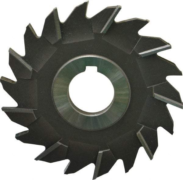 Made in USA - 4" Diam x 1/4" Width of Cut, 18 Teeth, Cobalt Side Milling Cutter - Staggered Teeth, Uncoated - Exact Industrial Supply