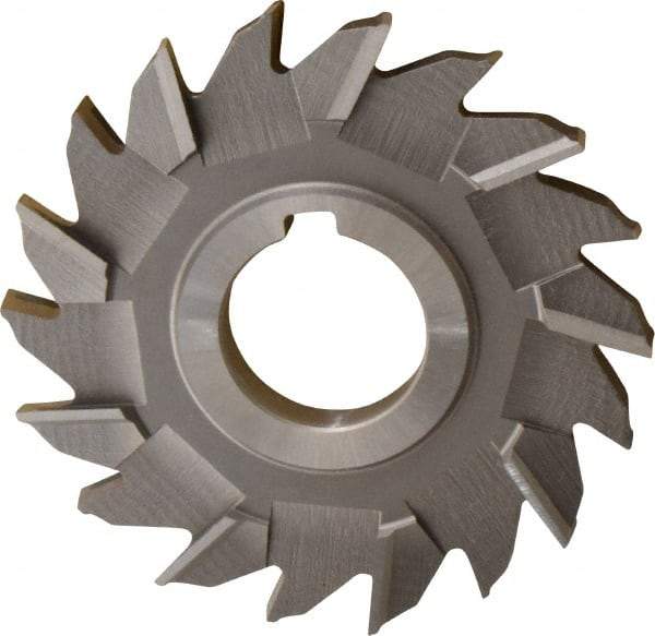 Made in USA - 4" Diam x 3/8" Width of Cut, 18 Teeth, Cobalt Side Milling Cutter - Staggered Teeth, Uncoated - Exact Industrial Supply