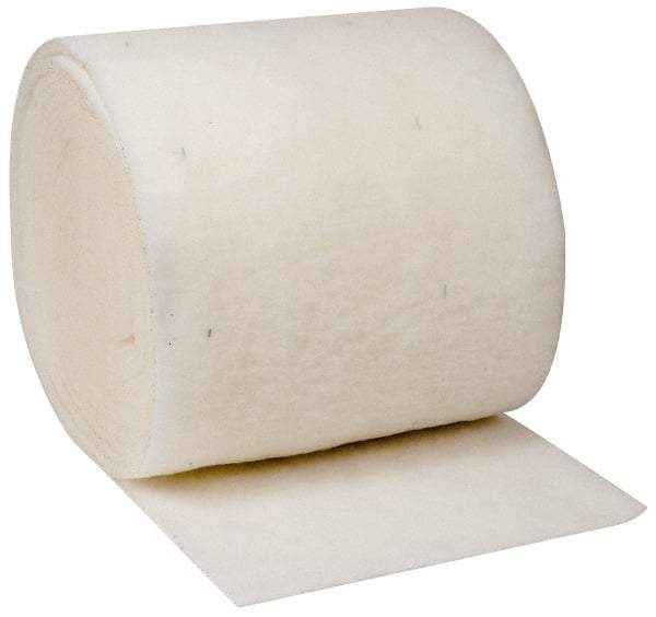 Made in USA - 90' Long x 30" Wide x 1" Thick Polyester Media Air Filter Media Roll - MERV 5, 85% Arrestance Efficiency, 500 FPM Max Air Flow, 0.14" wpg Init Resist, 1" wpg Final Resist, 30% Particle Capture Efficiency, Use with Any Unit - Exact Industrial Supply
