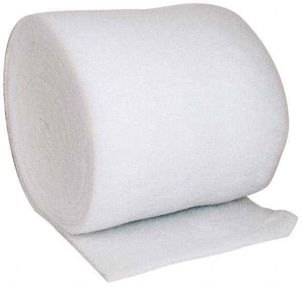 Made in USA - 90' Long x 36" Wide x 1" Thick Polyester Media Air Filter Media Roll - MERV 5, 85% Arrestance Efficiency, 500 FPM Max Air Flow, 0.14" wpg Init Resist, 1" wpg Final Resist, 30% Particle Capture Efficiency, Use with Any Unit - Exact Industrial Supply