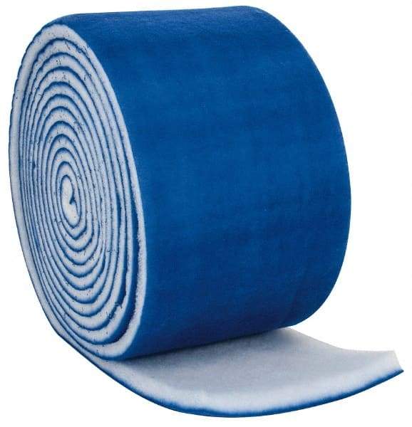 Made in USA - 60' Long x 20" Wide x 2" Thick Polyester Media Air Filter Media Roll - MERV 8, 89% Arrestance Efficiency, 500 FPM Max Air Flow, 0.21" wpg Init Resist, 1" wpg Final Resist, 30 to 35% Particle Capture Efficiency, Use with Any Unit - Exact Industrial Supply
