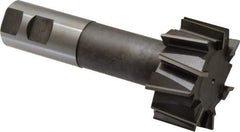 Made in USA - 2-21/32" Cut Diam, 1-11/32" Cut Width, 1-7/32" Neck Diam, 1-1/4" Shank Diam, 5-29/32" OAL, High Speed Steel T-Slot Cutter - Uncoated, 1-1/2" Bolt, 2-7/16" Shank Length, Staggered Teeth, 12 Teeth, Weldon Flat - Exact Industrial Supply