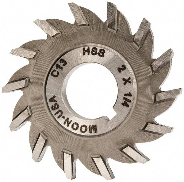 Made in USA - 2" Diam x 1/4" Width of Cut, 14 Teeth, High Speed Steel Side Milling Cutter - Straight Teeth, Uncoated - Exact Industrial Supply