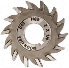 Made in USA - 2" Diam x 1/4" Width of Cut, 14 Teeth, High Speed Steel Side Milling Cutter - Straight Teeth, Uncoated - Exact Industrial Supply