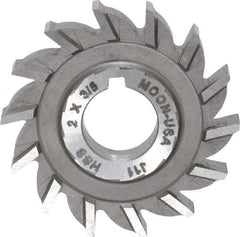 Made in USA - 2" Diam x 3/8" Width of Cut, 14 Teeth, High Speed Steel Side Milling Cutter - Straight Teeth, Uncoated - Exact Industrial Supply