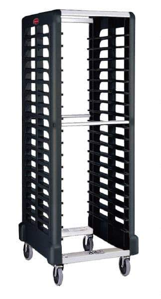 Rubbermaid - 175 Lb Capacity, 23-3/4" Wide x 28-3/4" Long x 67-7/8" High Pan & Tray Cart - 18 Shelf, Plastic, 2 Rigid/2 Swivel Casters - Exact Industrial Supply