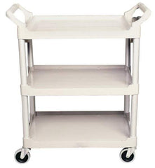 Rubbermaid - 200 Lb Capacity, 18-5/8" Wide x 33-5/8" Long x 37-3/4" High Standard Utility Cart - 3 Shelf, Plastic, Swivel Casters - Exact Industrial Supply