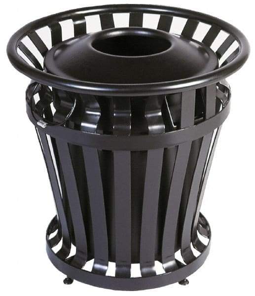 Rubbermaid - 20 Gal Black Round Trash Can - Steel, 27-1/2" High - Exact Industrial Supply