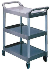 Rubbermaid - 200 Lb Capacity, 18-5/8" Wide x 33-5/8" Long x 37-3/4" High Standard Utility Cart - 3 Shelf, Plastic, Swivel Casters - Exact Industrial Supply