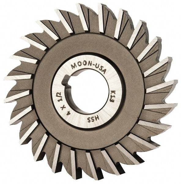 Made in USA - 4" Diam x 1/2" Width of Cut, 24 Teeth, High Speed Steel Side Milling Cutter - Straight Teeth, Uncoated - Exact Industrial Supply