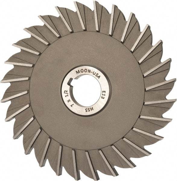 Made in USA - 7" Diam x 1/2" Width of Cut, 28 Teeth, High Speed Steel Side Milling Cutter - Straight Teeth, Uncoated - Exact Industrial Supply