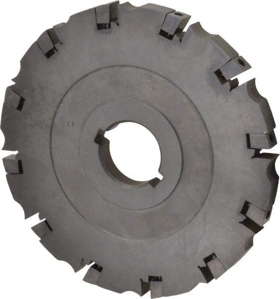 APT - Arbor Hole Connection, 0.485" Cutting Width, 2-1/16" Depth of Cut, 6" Cutter Diam, 1-1/4" Hole Diam, 12 Tooth Indexable Slotting Cutter - SM61 Toolholder, CTA 4 Insert, Neutral Cutting Direction - Exact Industrial Supply