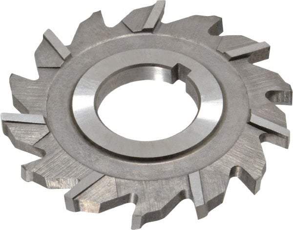 Made in USA - 2-1/8" Diam x 3/16" Width of Cut, 14 Teeth, High Speed Steel Side Milling Cutter - Staggered Teeth, Uncoated - Exact Industrial Supply