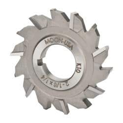 Made in USA - 2-1/8" Diam x 1/4" Width of Cut, 14 Teeth, High Speed Steel Side Milling Cutter - Staggered Teeth, Uncoated - Exact Industrial Supply
