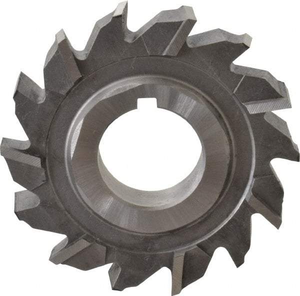 Made in USA - 2-1/8" Diam x 3/8" Width of Cut, 14 Teeth, High Speed Steel Side Milling Cutter - Staggered Teeth, Uncoated - Exact Industrial Supply