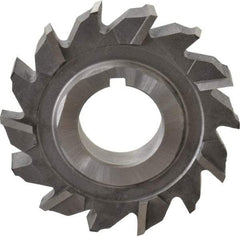 Made in USA - 2-1/8" Diam x 3/8" Width of Cut, 14 Teeth, High Speed Steel Side Milling Cutter - Staggered Teeth, Uncoated - Exact Industrial Supply